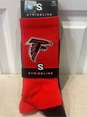 NWT Strideline Atlanta Falcons Red Crew Socks - Mens M/L- 2 Pairs